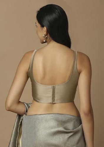 SALWAR STUDIO Women's Beige Solid Saree Blouse-RI-0031-BIGE-38