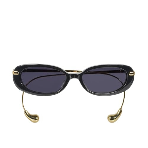 HIDESIGN Elara Retro Oval Sunglass - Black Acetate