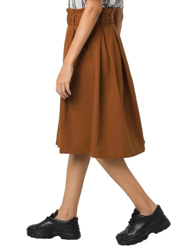 VERO MODA Women Solid Brown Cotton A-Line High Rise Skirt