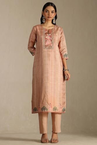 Soch Women's Art Silk Kurta Suit Set (CWA5CD22247_Peach