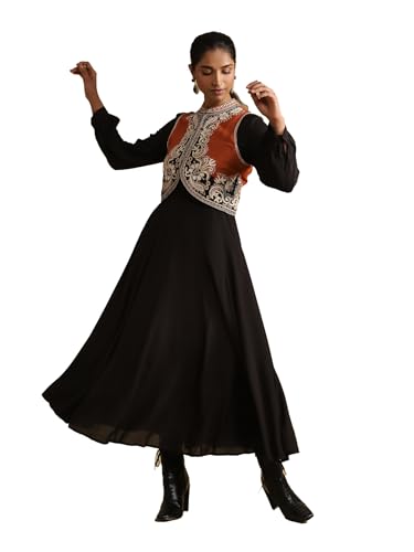 Ritu Kumar Black Embroidered Dress with Gilet