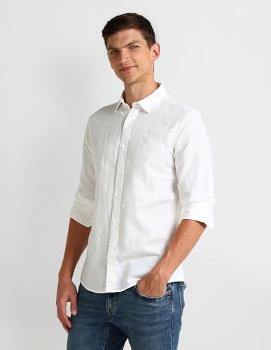 U.S. Polo Assn. Denim Co. Slim Fit Poplin Linen Shirt White