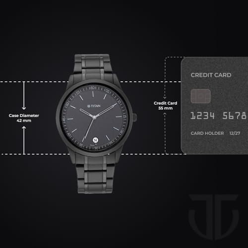 Titan Minimalist Quartz Analog with Date Black Dial Black Metal Strap Watch For Men - NT1806NM01