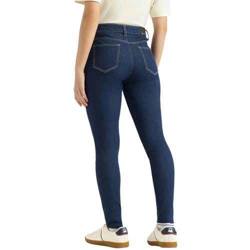 United Colors of Benetton Solid Skinny Fit High Waist Jeans (Size: 24) - 26P4DENIM125I901 Blue