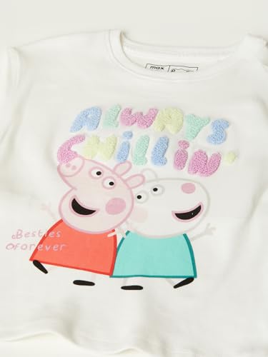Max Girls Peppa Pig Print T-Shirt (Off White_2-3 Y)