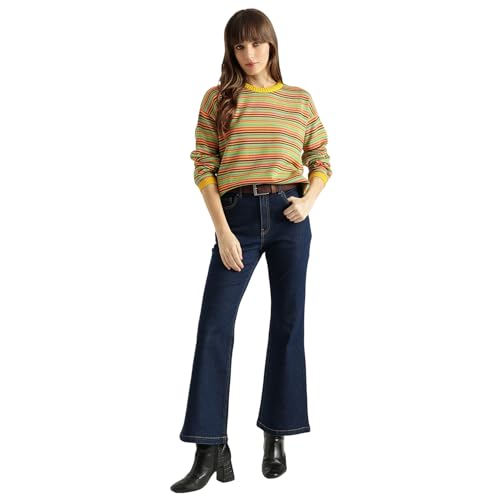 United Colors of Benetton Round Neck Striped Sweater (Size: S)-25A1TRIKW601I901 Multicolour