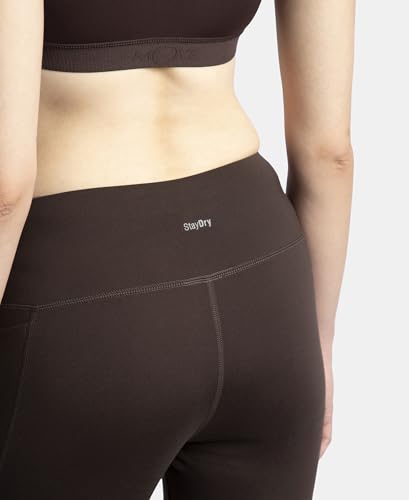 Jockey MW77 Women's Microfiber Elastane Stretch Regular Fit Flared Pants with StayFresh Treatment_Coffee_S