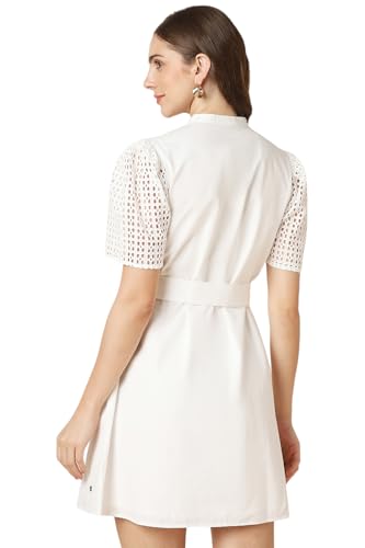 Allen Solly Women's Cotton Modern Mid-Thigh Length Dress (AHDRWRGF353413_White