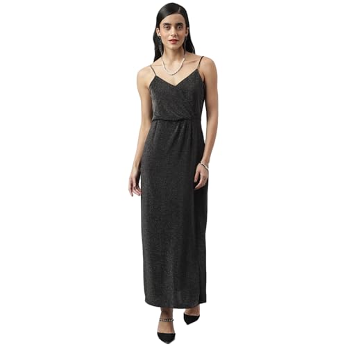 Latin Quarters Women Black Party Solid Sleeveless Dress_L