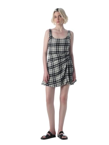 ONLY Women's Checked Fit and Flare Black Dress