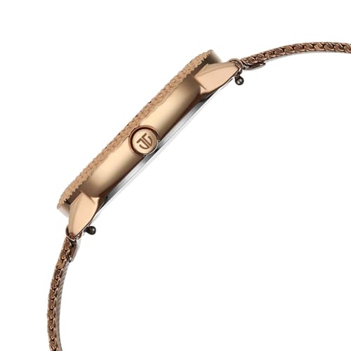 Titan Glamour Quartz Analog Green Mother of Pearl Dial Rose Gold Stainless Steel Strap Watch for Women
