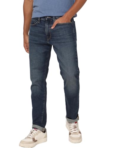 GAP Men’s Mid Wash Slim Fit Tapered Stretchable Jeans, Indigo,28/32