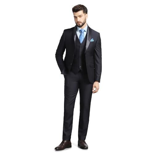 blackberrys Dobby Luxe Suits Notch Lapel in Slim FIT Blue