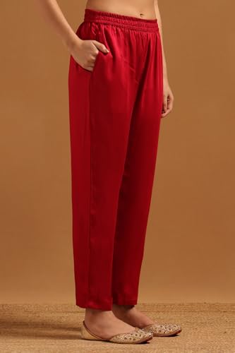 Soch Womens Red Viscose Blend Floral Salwar Suit