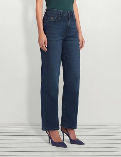 U.S. POLO ASSN. High Rise Straight Fit Jeans Dark Blue