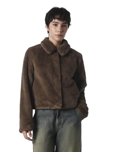 ONLY Women's Solid Regular Fit Brown Jacket