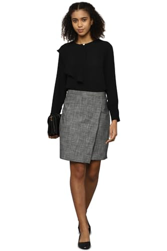 Allen Solly Polyester Blend Western Skirt Grey