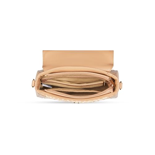 Caprese Wind Small Satchel Bag for Women | Woven Texture Faux Leather Shoulder Bag with Adjustable & Detachable Strap | Dual Zipper & Magnetic Button Closure for Office & Casual Use (Mocha Mousse)