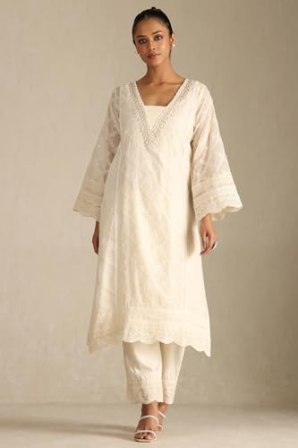 Soch Women's Cotton Blend Salwar Suit Set (OWS5CD21910_Off White