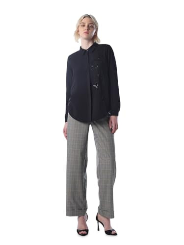 ONLY Women's Embroidered Regular Fit Black Shirt