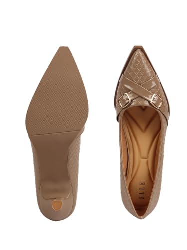 ELLE Women Fashion Pump,Beige,UK-3