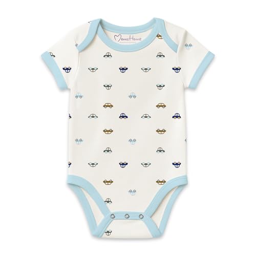 Moms Home Soft Organic Cotton Unisex Baby Onesie/Bodysuit Pack of 5 - (3-6 Months) Mix Designs