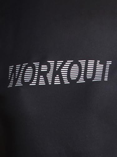Clovia Women's Gym/Sports Text Print Activewear T-Shirt (AT0112P13_Black_XXL)