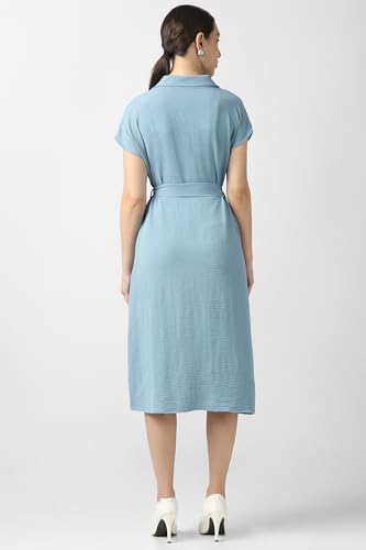 Van Heusen Women's Polyester Modern Calf Length Dress (VWDRFRGF535067_Light Blue