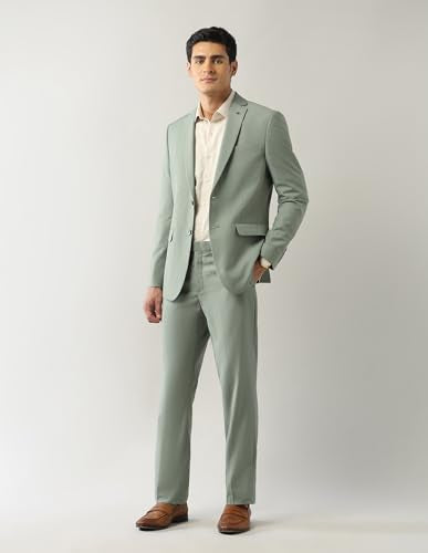 Arrow Men's Polyester Business Suit Pants Set (ARAJSU5568_Green