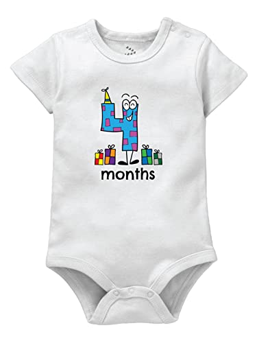 Zeezeezoo Monthly Birthday Baby Bodysuits | Rompers | 100% Cotton (4 Months, 3-6 months)