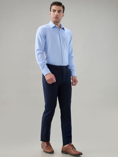 Raymond Blue Structure Pattern Men Long Sleeve Casual Shirt