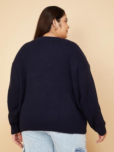 Max Women Knit Sweater (Blue_4XL)