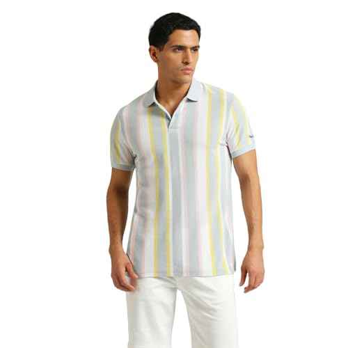 Pepe Jeans Men's Striped Regular Fit T-Shirt (PM542194_Sky Blue