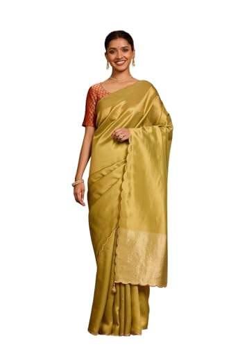 Taneira Women Light Green Viscose Tissue Woven Saree with Unstitched Blouse Piece (SAPP08AC2548-Light Green)