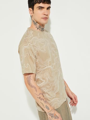 Max URB_N Men Printed T-Shirt(Beige_XXL)