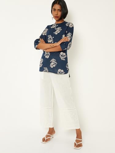 Max Women Printed Short Kurta (Blue_L)