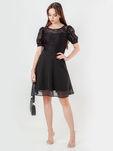 Zink London Women's Black Solid Flared Short Dress