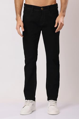 London Hills Mens Slim Tapered Fit Mid Rise Jeans | Man Slimfit Denim | Durable & All Day Comfort Mans Jean Black