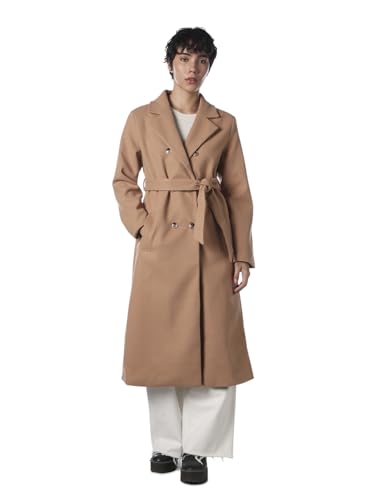ONLY Women's Solid Loose Fit Brown Coat