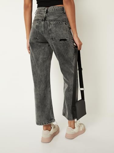 Max Women Washed Straight Fit Jeans (Black_32)