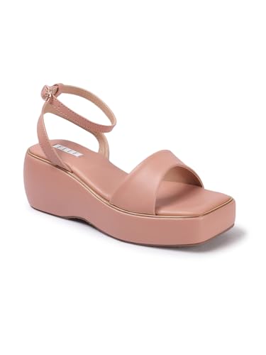 ELLE Women Wedge Heel Sandal, Peach, UK-5