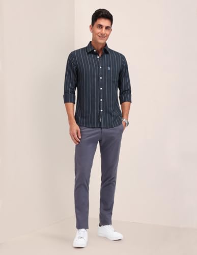 U.S. POLO ASSN. Tailored Fit Pure Cotton Shirt (USSHTFX0618_Navy_44)