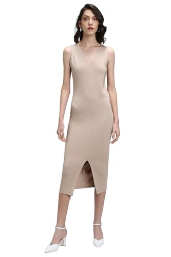 Forever 21 Women's Rayon Bodycon Knee-Length Dress (FWA24CDRF0108_Beige