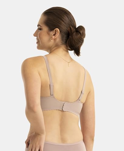 Jockey 1844 Women's Wirefree Padded Soft Touch Microfiber Elastane Medium Coverage Bonded Tech T-Shirt Bra with Reinforced Side Support_Oyster_34B