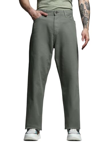 Jack & Jones Men's Mid Rise Regular Fit Green Pants