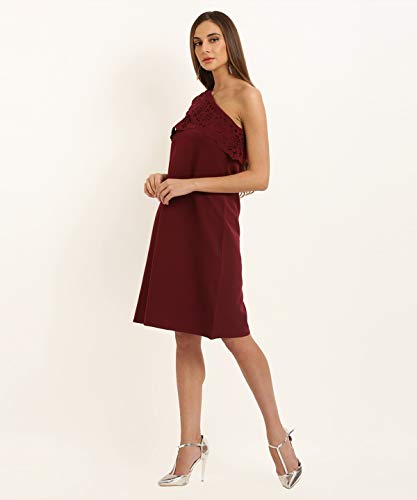 Marie Claire Women's Polyester Knee-Length Casual Dress (MC1026_Wine_S
