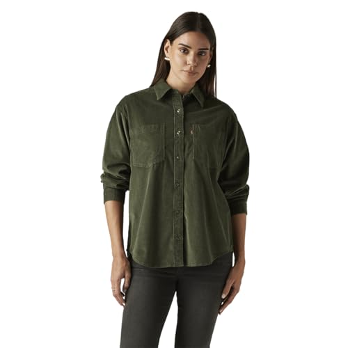 Levi's Women's Solid Olive Spread Collar Shirt