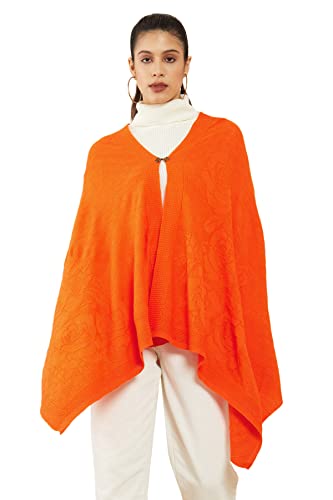 Soch Orange Woven Design Geometric Shrug