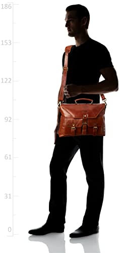 Calfnero Leather 39 cms Cognac Messenger Bag (K-177-Cognac)