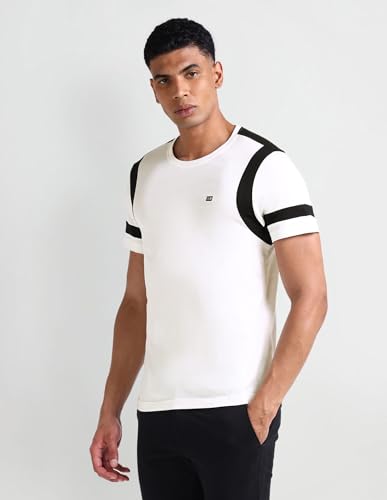 Arrow Sport Mens White Solid Crew Neck Short Sleeve Men's T-Shirts & Polos (ASAEOTS5126_White_M)